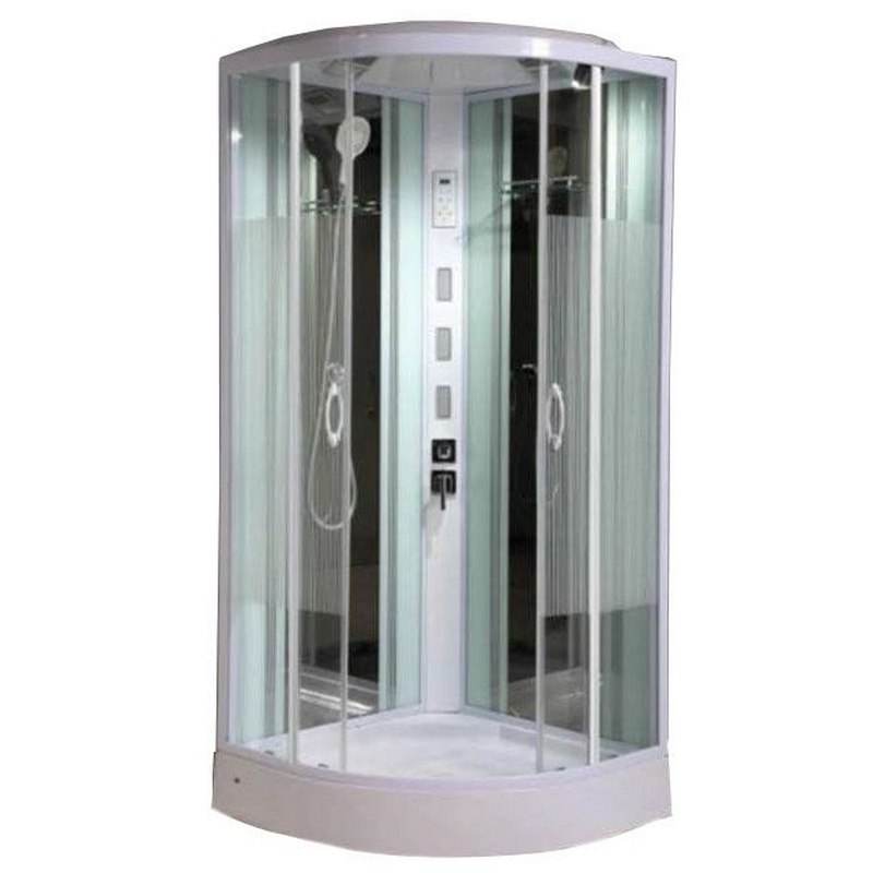 Душевая кабина с гидромассажем F 82-4 white 1000*1000*2150, профиль белый, передняя стенка - экранированное стекло,задняя - зеркальное,низкий поддонZZ