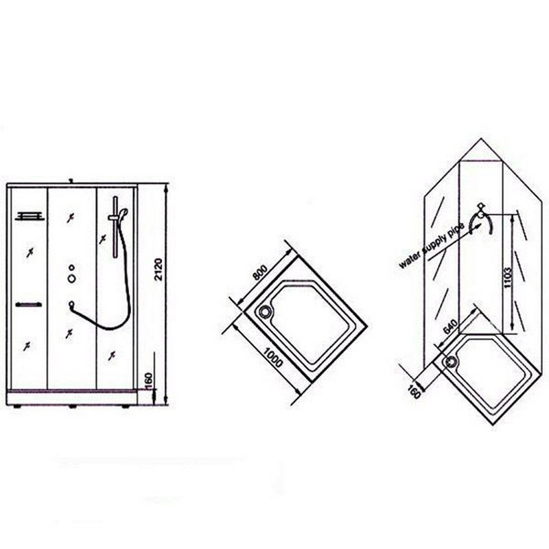 Душевая кабина LLA1000-4IH R 1000*800 (2 места) прозрачное стекло ZZ
