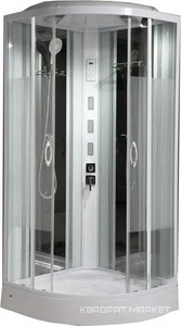 Душевая кабина с гидромассажем F 81-4 white 900*900*2150, профиль белый, передняя стенка - экранированное стекло, задняя - зеркальное,низкий поддон|KL