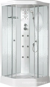 Душевая кабина 90*90*220 см, переднее стекло - прозрачное, заднее - декор мозайка, средний поддон ZZ
