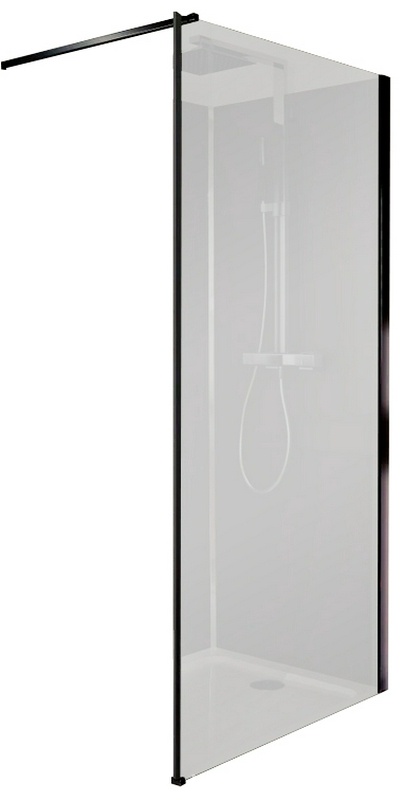 Душевая перегородка, неподвижная, 90xh200 см, профиль черный матовый, стекло прозрачное, БЕЗ ШТАНГИ (приобретается отдельно) ZZ