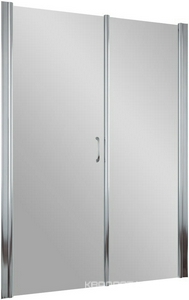 Дверь в нишу EP-F-2, 175x190 см, левая, распашная с неподвижным элементом, профиль глянцевый хром, стекло сатин ZZ