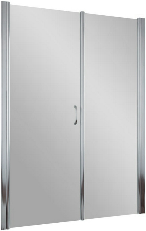 Дверь в нишу EP-F-2, 175x190 см, левая, распашная с неподвижным элементом, профиль глянцевый хром, стекло сатин ZZ