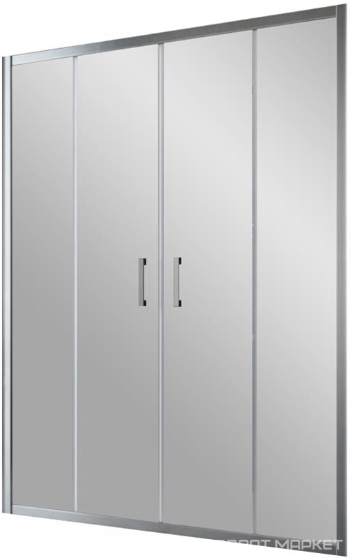 Дверь в нишу Z2P, 1750*190 см, двухстворчатая раздвижная, профиль хром, стекло прозрачное ZZ