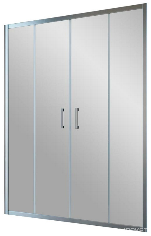 Дверь в нишу Z2P, 220x190 см, двухстворчатая раздвижная, профиль хром глянец, стекло сатин, ручка Quadro ZZ