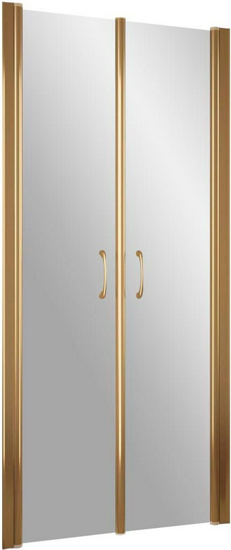 Душевая дверь 90*190 двустворчатая , распашные створки, профиль бронза, стекло шиншила ZZ