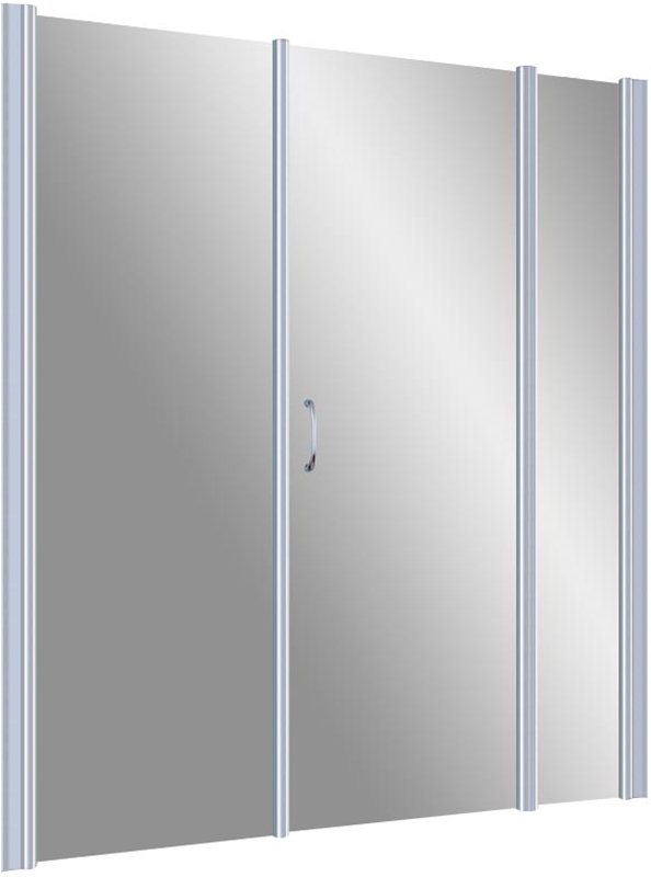 Дверь в нишу EP-2F, 210x190 см, распашная, правая, профиль мат.хром, стекло прозрачное, с покрытием  QuickNano ZZ