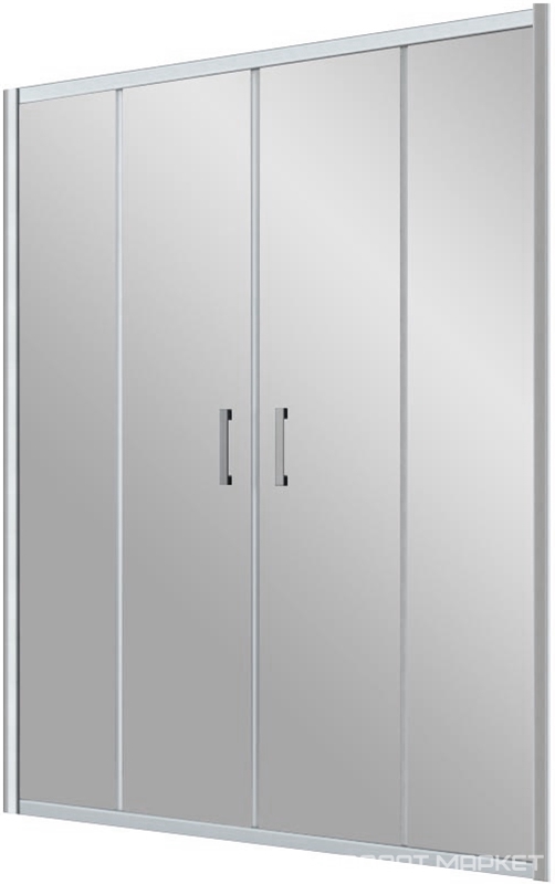 Дверь в нишу Z2P, 170*190 см, двухстворчатая раздвижная, профиль матовый хром, стекло прозрачное ZZ