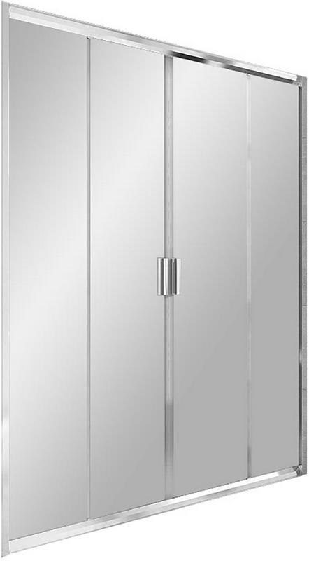 Душевые двери BLDP4-190, раздвижные четырехэлементные,  профиль сатин, стекло прозрачное ZZ