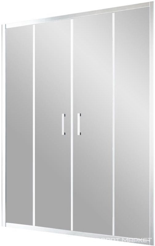 Дверь в нишу Z2P, 200*190 см, двухстворчатая раздвижная, профиль белый, стекло шиншилла ZZ