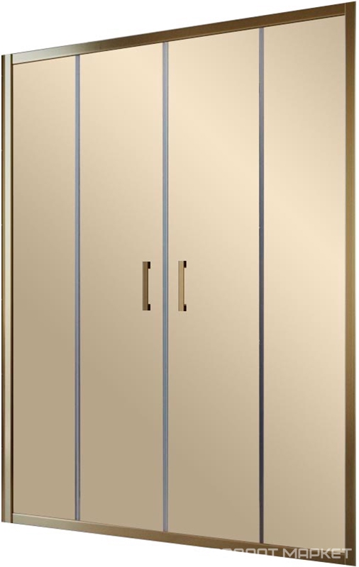 Дверь в нишу Z2P, 160x190 см, двухстворчатая раздвижная, профиль бронза, стекло бронза с покрытием QuickNano ZZ