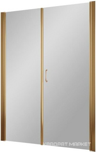 Дверь в нишу EP-F-2, 130x190 см, правая, распашная с неподвижным элементом, профиль бронза, стекло сатин ZZ