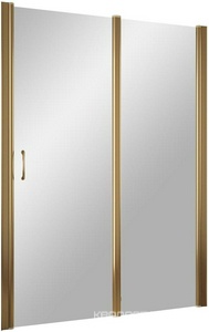 Дверь в нишу EP-F-1, 145x190 см, правая, распашная с неподвижным элементом, профиль бронза, стекло прозрачное ZZ