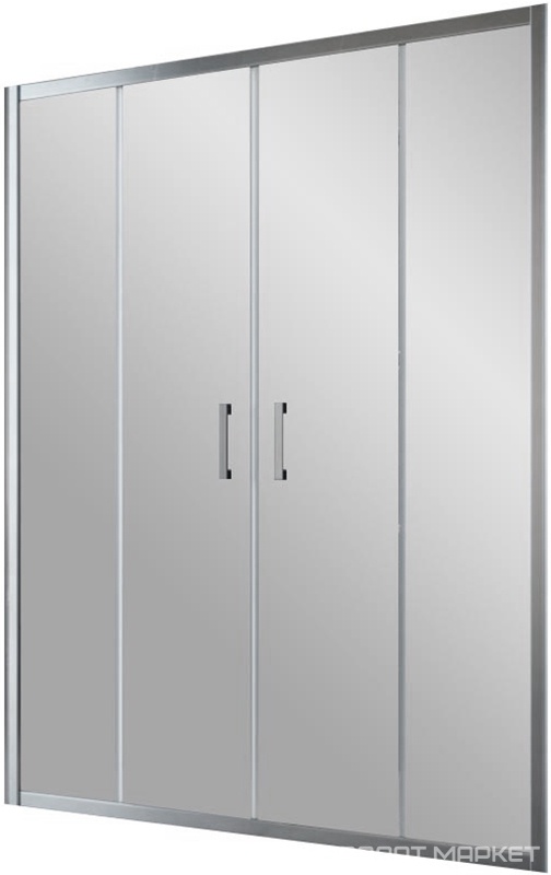 Дверь в нишу Z2P, 160x190 см, двухстворчатая раздвижная, профиль хром глянцевый, стекло прозрачное ZZ