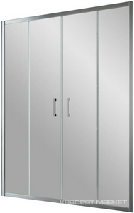 Дверь в нишу Z2P, 160x190 см, двухстворчатая раздвижная, профиль хром глянцевый, стекло прозрачное ZZ