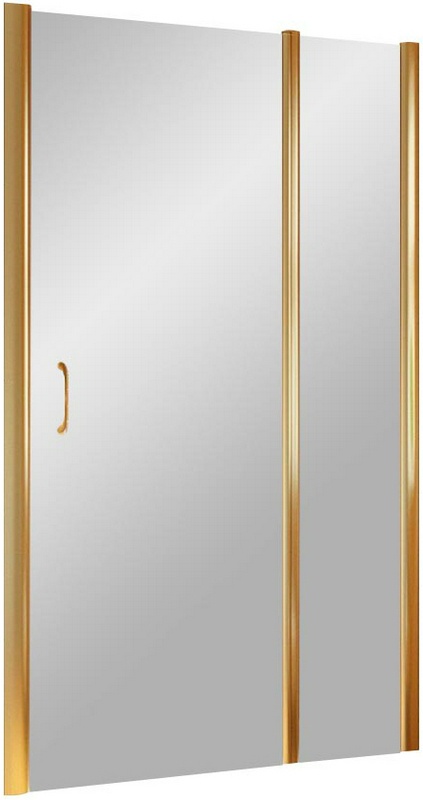 Дверь в нишу EP-F-1 LUX, 110x190 см, правая, одностворчатая распашная, с неподвижным элементом, ручки квадро. профиль золотой, стекло прозрачное, покр