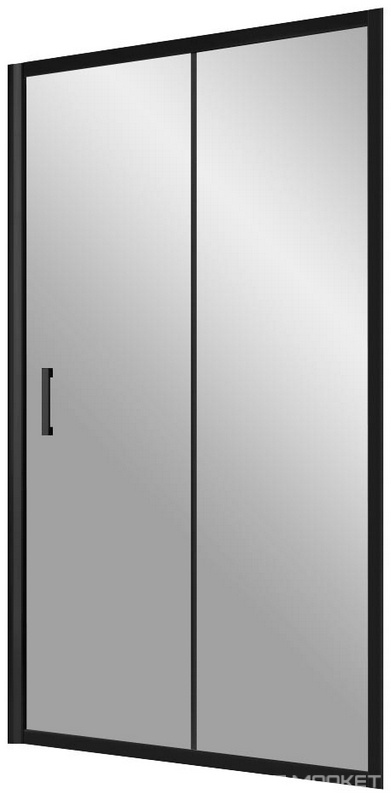 Дверь в нишу ZP, 110*190 см, двухстворчатая раздвижная, профиль черный матовый, стекло прозрачное, ZZ