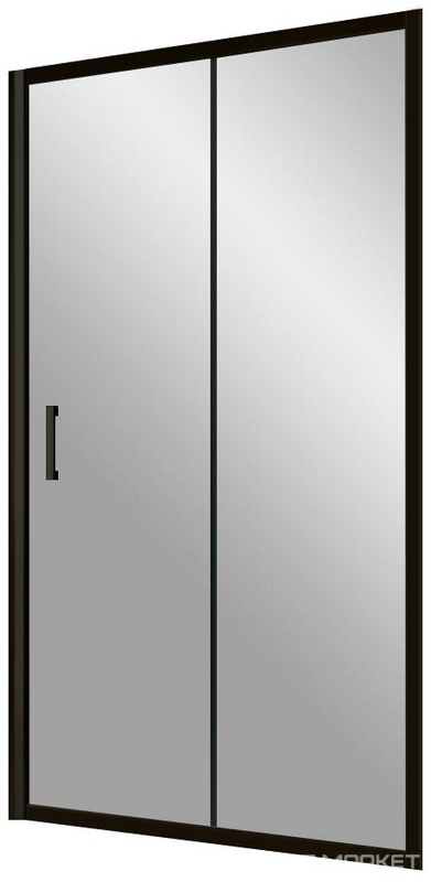 Дверь в нишу ZP, 170x190 см, двухстворчатая раздвижная, профиль черный матовый , стекло прозрачное с покрытием BriteGuard  ZZ