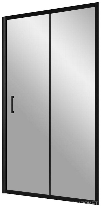 Дверь в нишу ZP, 160*190 см, двухстворчатая раздвижная, профиль черный матовый, стекло сатин, ZZ
