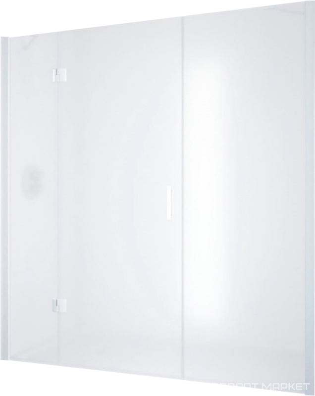 Дверь в нишу AFP-F 130x190 см, левая, одностворчатая распашная, с двумя неподвижными элементами, профиль белый, стекло сатин, покрытие BriteGuard, ZZ