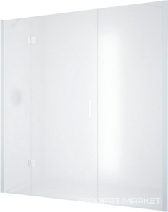 Дверь в нишу AFP-F 130x190 см, левая, одностворчатая распашная, с двумя неподвижными элементами, профиль белый, стекло сатин, покрытие BriteGuard, ZZ