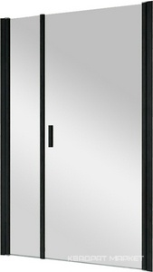 Дверь в нишу EP-2F NOVO, 168-173x189 см, распашная, ПРАВОЕ исполн, профиль черный, стекло  прозрачное, ZZ