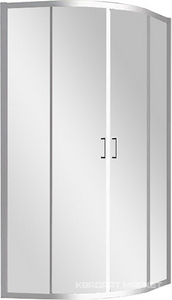 Душевой уголок 800x800x1950 раздвижной полукруглый, стекло-прозрачное, профиль- хром, ZZ