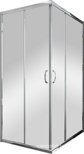 Душевой уголок 900x900x1850 мм,1/4 круга (раздвижные двери из центра) стекло-прозрачное, профиль хром, ZZ