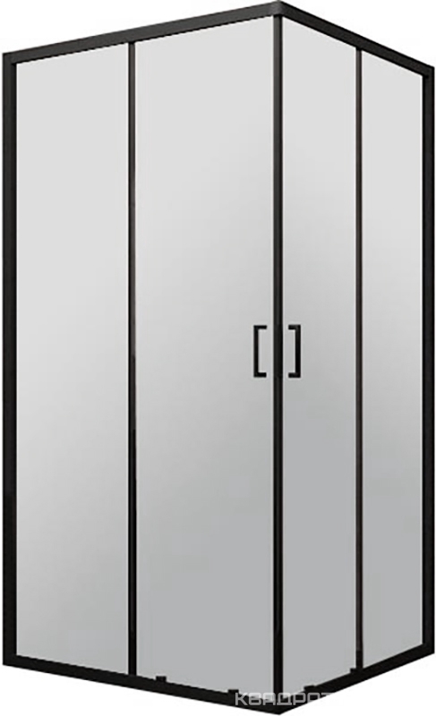 Душевой уголок 900x900x1950 раздвижной квадратный стекло-прозрачное, профиль черный, стекло прозрачное, ZZ