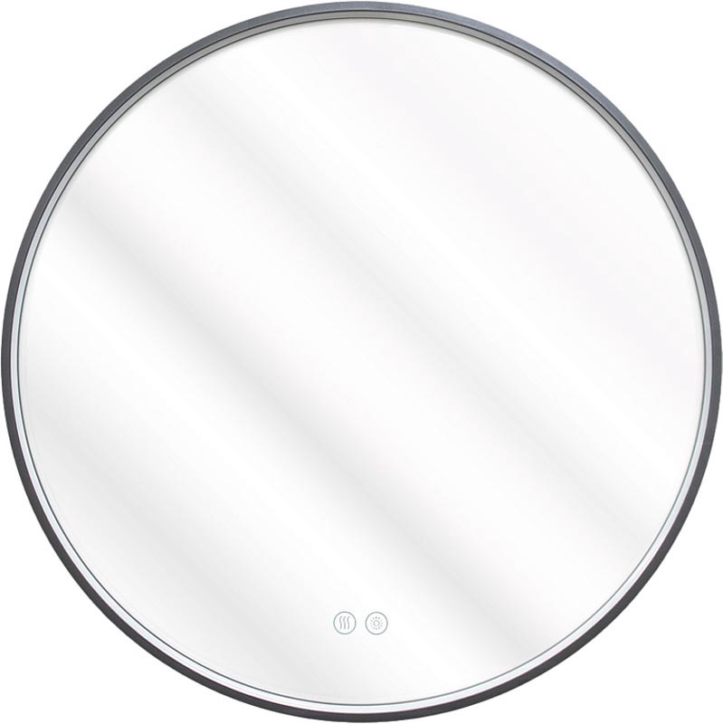Зеркало круглое 700х700, LED-подсветка с диммером, сенсорный выключатель, подогрев, цвет серый матовый