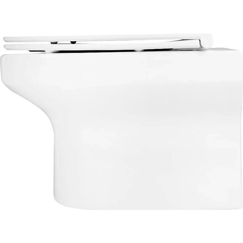 Унитаз подвесной, безободковый, в комплекте с тонким сиденьем, креплениями, цв. белый KL