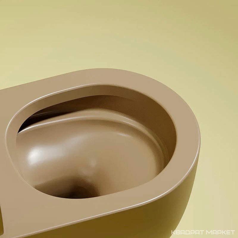 Унитаз подвесной, безободковый, с крышкой микролифт, цвет капучино матовый ZZ