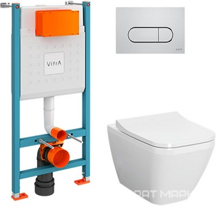 Сет : инсталляция + кнопка смыва (цвет хром), унитаз подвесной, крышка с микролифтом ZZ