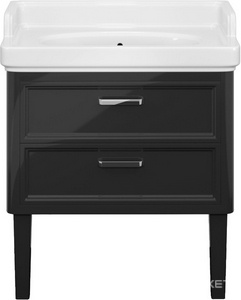 Тумба напольная "Pompei" 80см, 2 ящика, БЕЗ раковины, цв.черный глянец XX