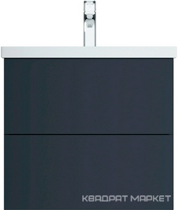 Тумба под раковину Gem, подвесная, 60 см, 2 ящика push-to-open, цвет графит матовый