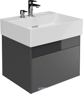 Тумба LOGICA подвесная 2 ящика 60 см, БЕЗ раковины, цвет стальной серый