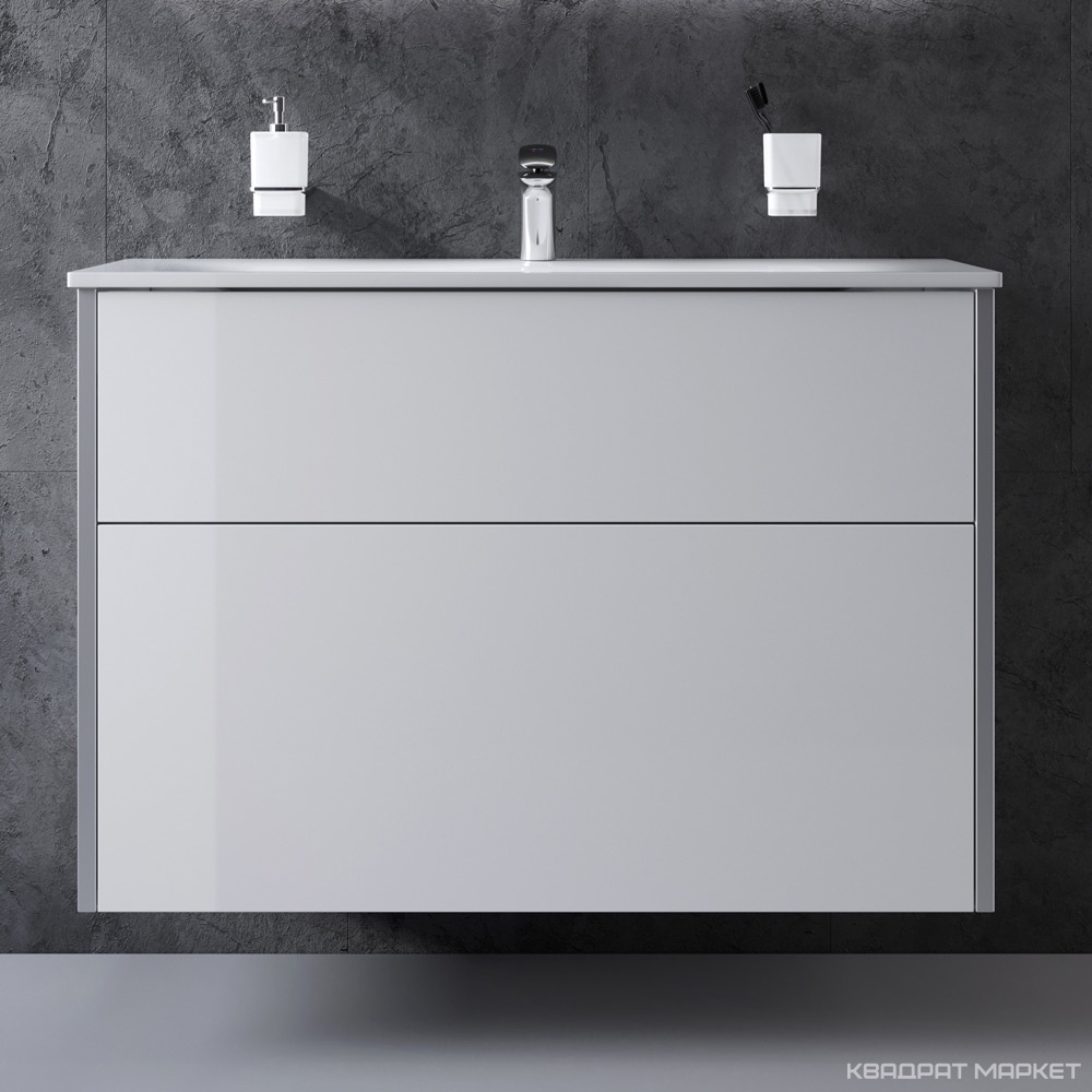 Тумба AM.PM Spirit 2.1, 100 см (M71AFXX1002WG) белый лак100 см подвесная, 2 ящика, цв.белый, БЕЗ раковины M70AWCC1002WG, ZZ