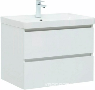 Тумба подвесная Вега 70 см с 2 выдвижных ящиками, без раковины арт.301804, цвет белый