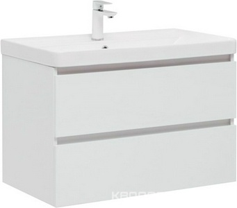 Тумба подвесная 80 см, с 2 выдвижных ящиками, без раковины Ирис-80 см. арт.301805, цвет белый