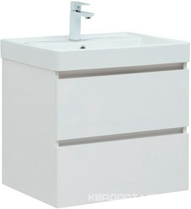 Тумба подвесная Вега 60 см, 2 выдвижных ящика, без раковины Ирис 60 (арт.301803), цвет белый XX