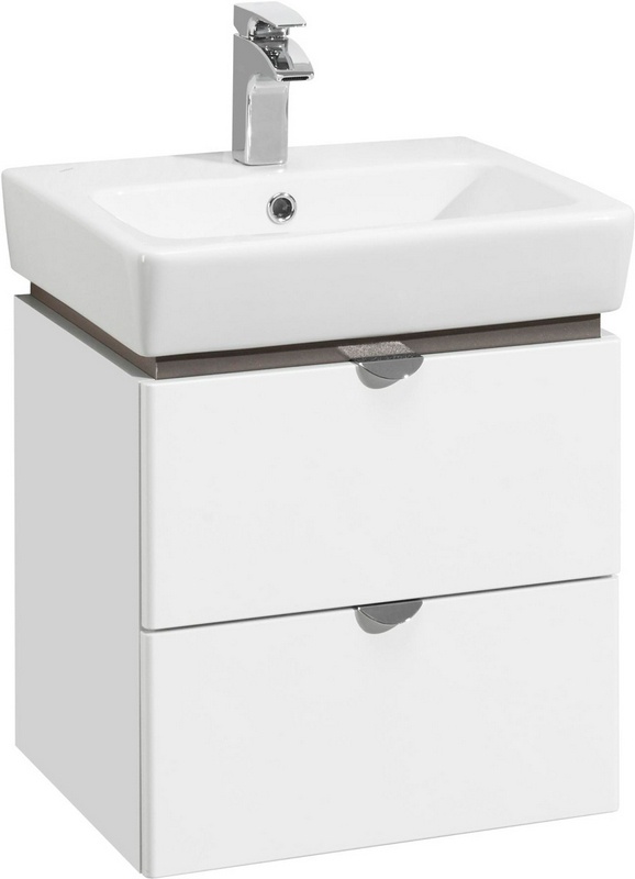 Тумба подвесная "Скай" 60 см, цвет белый/серый кашемир, без раковины Нео 1WH302186 KL