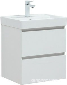 Тумба подвесная Вега 50 см с 2 выдвижных ящиками, без раковины Ирис 50, цвет белый, ZZ