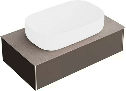 Тумба подвесная 90 см, 1 выдвижных ящика, БЕЗ столешницы и раковины, цв. вечерний серый матовый