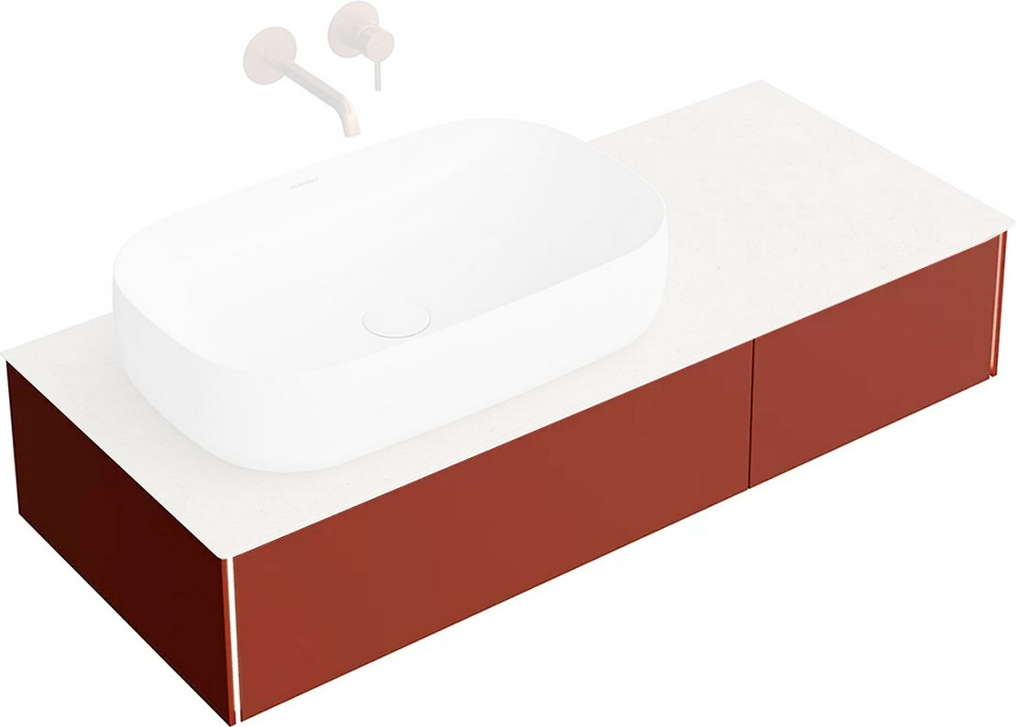 Тумба подвесная 120 см, 2 выдвижных ящика, БЕЗ столешницы и раковины, цв. венецианский красный матовый ZZ