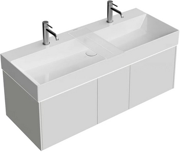 Тумба подвесная 120, 3 выдвижных ящика Push-to-Open, подсветка, без раковины, цв.архитектурный серый