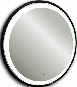Зеркало кругое 77х77 см, c металлической рамой и подсветкой, черное, ZZ