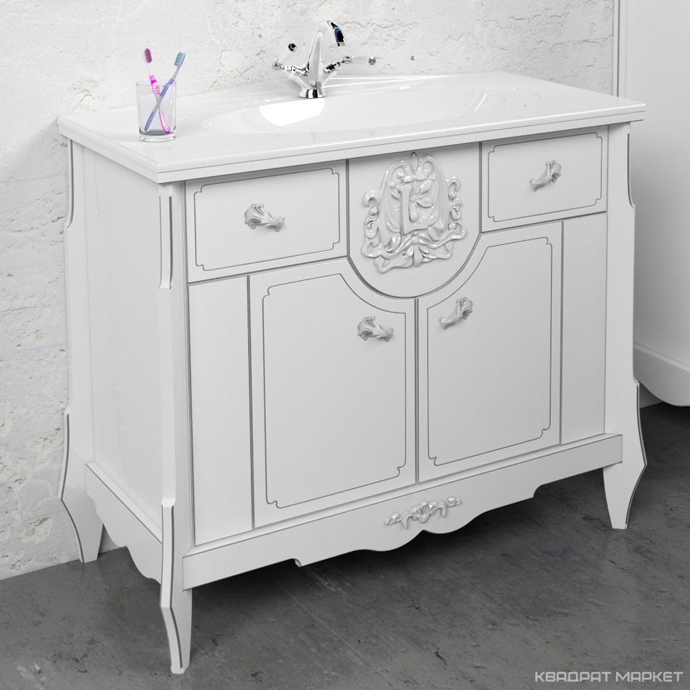 Раковина "Гармония" 100см. для тумбы Луиза/Декора, без перелива, белая XX