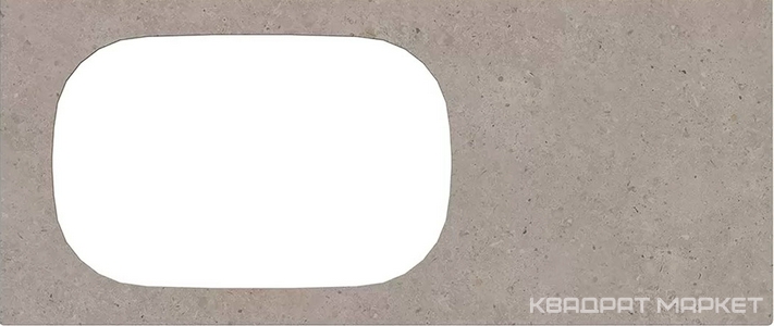 Столешница из керамогранита 120 см, для раковины встраиваемой сверху, без отверстия под смеситель, цв.серый матовый