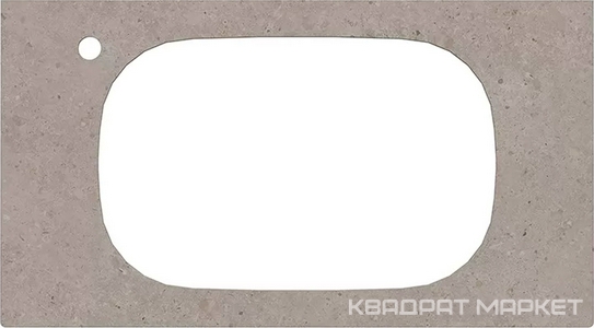 Столешница из керамогранита 90 см, для раковины встраиваемой сверху, с отверстием под смеситель, цв.серый матовый (Риккарди)