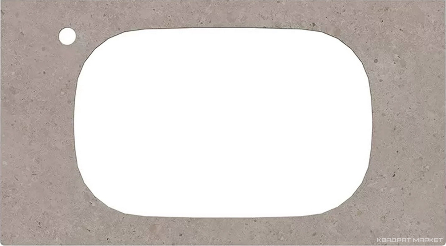 Столешница из керамогранита 90 см, для раковины встраиваемой сверху, с отверстием под смеситель, цв.серый матовый (Риккарди)